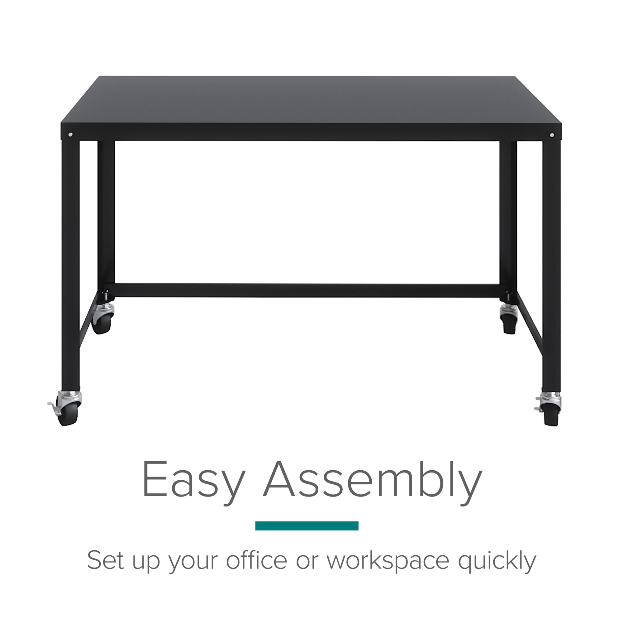 Hirsh Industries, RTA 48in. Mobile Desk for Home Office, Width 47.45 in, Height 29.6 in, Depth 23.88 in, Model# 21113